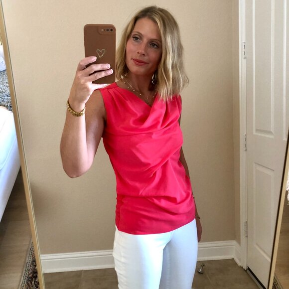 Ann Taylor Hot Pink Sleevless blouse - Picture 2 of 5